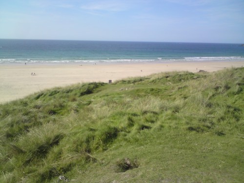 The view from the cliffs looking over Gwithian beach